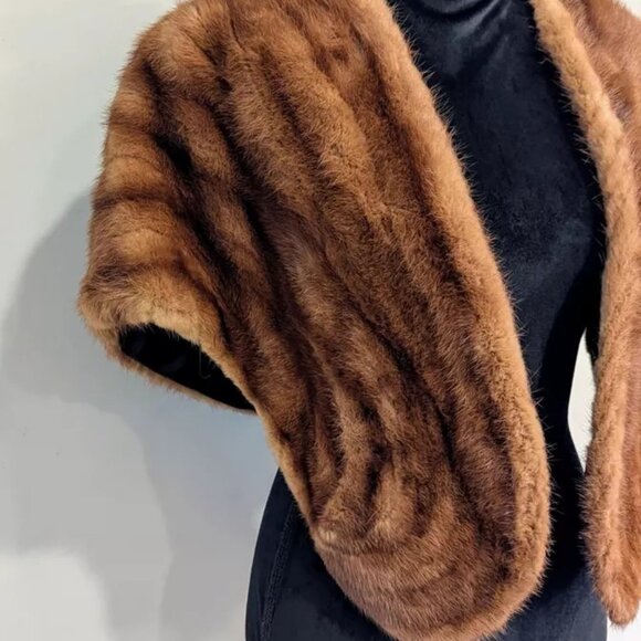 HENRI KESSLER Blonde Mink Fur Stole Evening Wrap Cape Lined Vintage Beautiful! - Picture 5 of 9